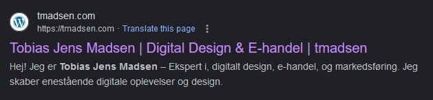 eksempel på metadata som titel, url og beskrivelse