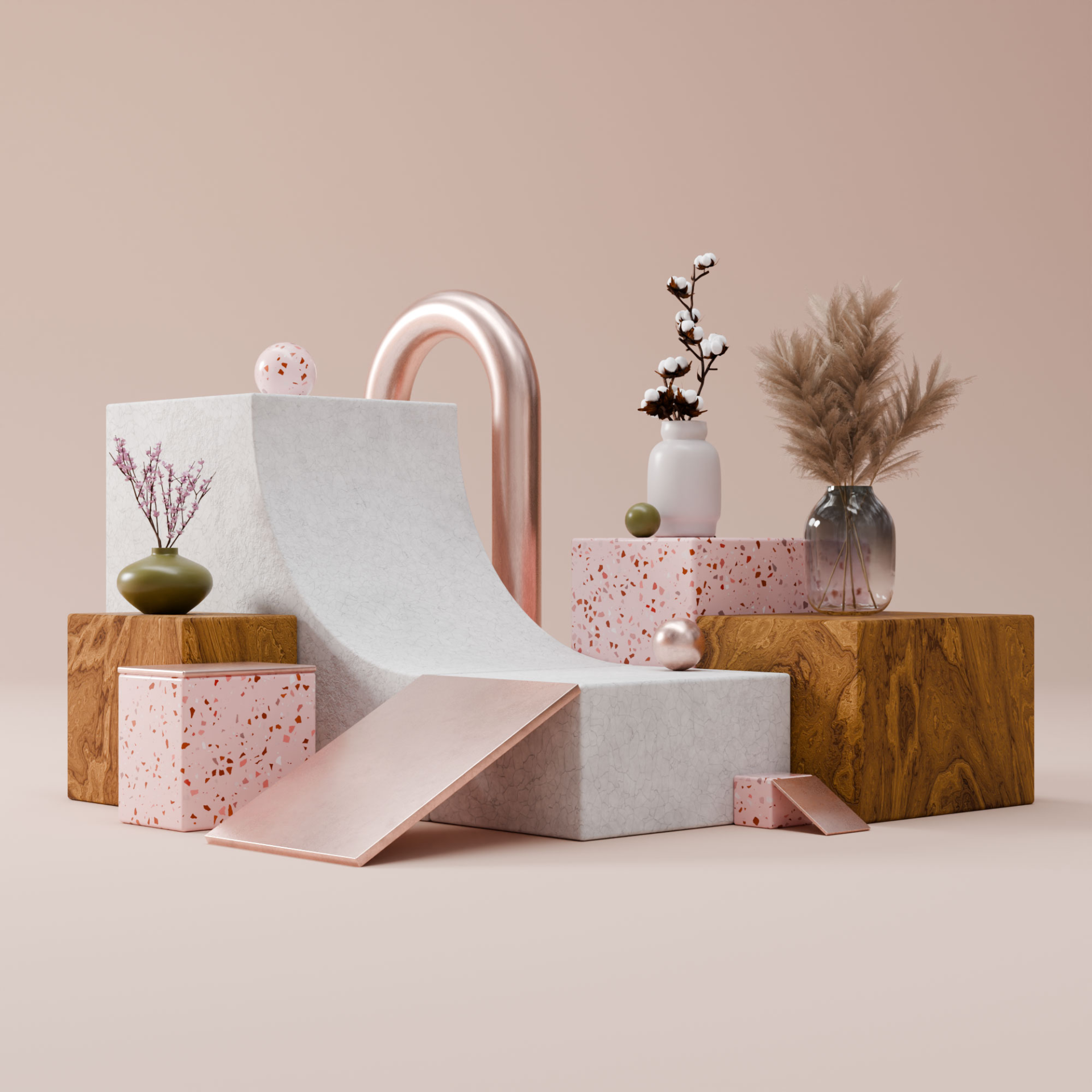 Abstract 3d digital design flower scene