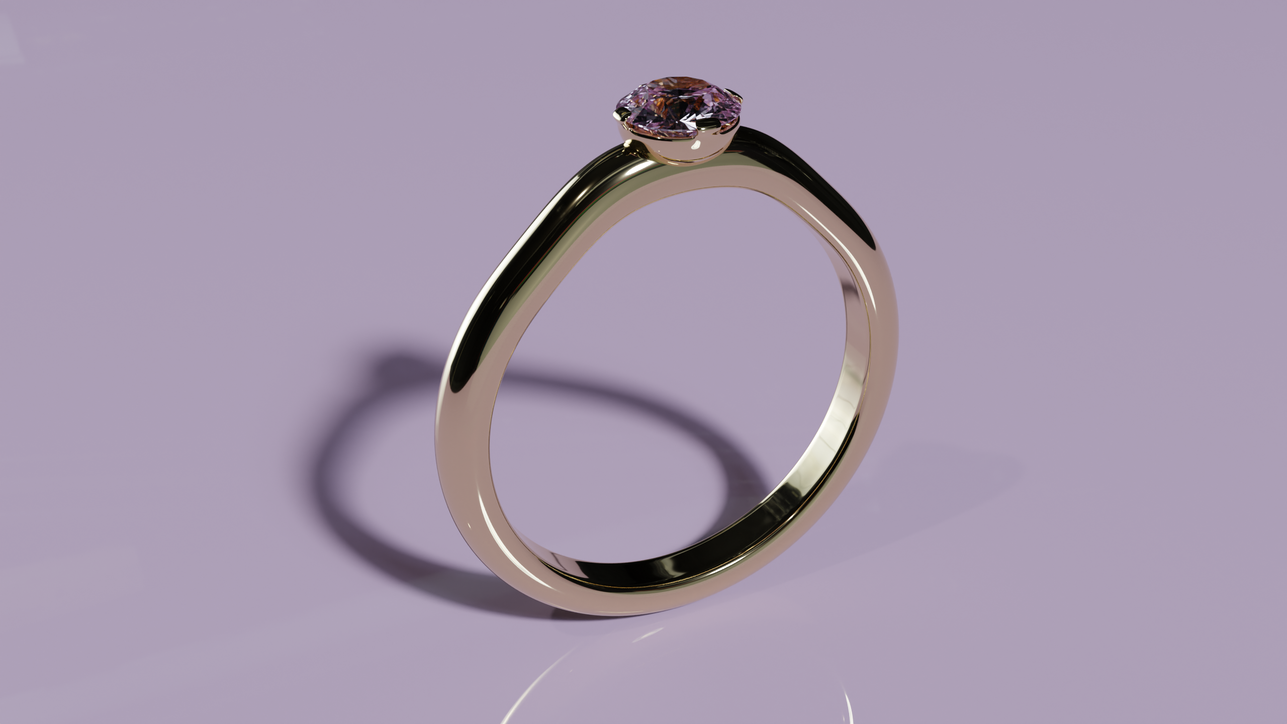 3D product visualization of a ring with purple stone